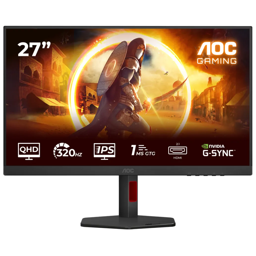 Monitor AOC 68,6 cm (27,0") Q27G4SRU 2560x1440 Gaming 320Hz Fast-IPS 0,3ms 2xHDMI DisplayPort 4xUSB3.2 Pivot Zvočniki DCI-P3-94% AdaptiveSync G-Sync Compatible HDR400 Agon PiP+PbP