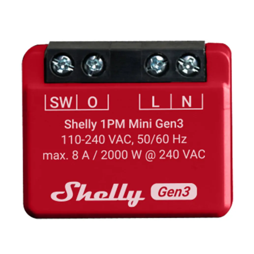 Pametna hiša - Shelly 1PM Mini Gen 3 WiFi, BT enojno stikalo z merilcem porabe (max 8A)