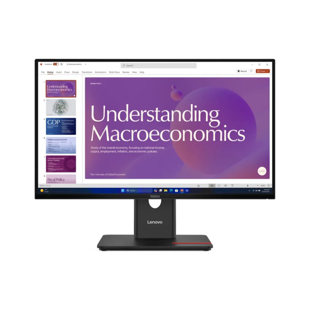 Monitor Lenovo 60,5 cm (23,8") T24D-40 1920x1080 120Hz IPS 4ms HDMI DisplayPort USB-C 100W DP-Out 3xUSB3.2 USB-C-Out Pivot Zvočniki sRGB99% RJ45 ThinkVision