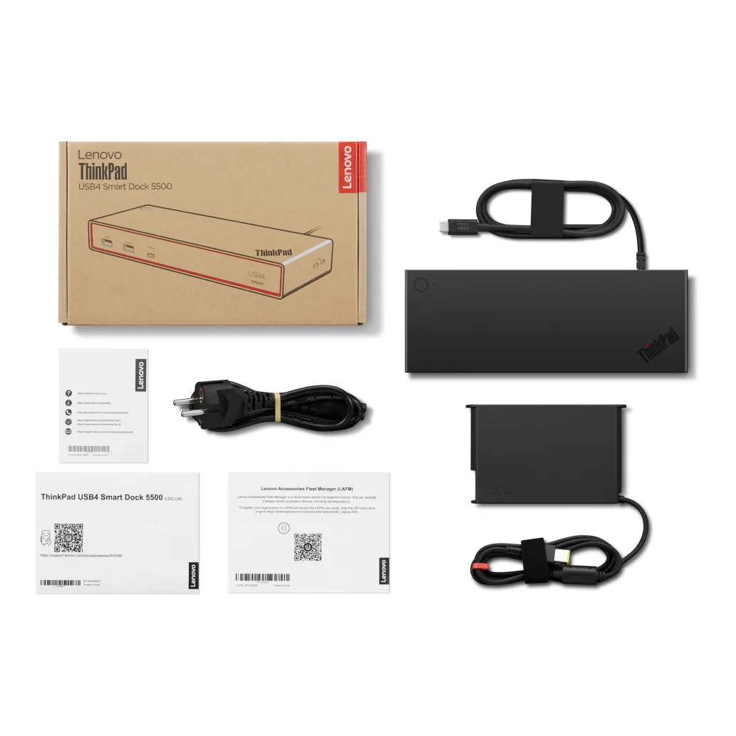 Priklopna postaja USB-C => Lenovo ThinkPad USB4 Smart Dock 5500 1xHDMI 2xDisplayPort 4xUSB3.2 2xUSB-C 100W 1xLAN (40BC0135EU)