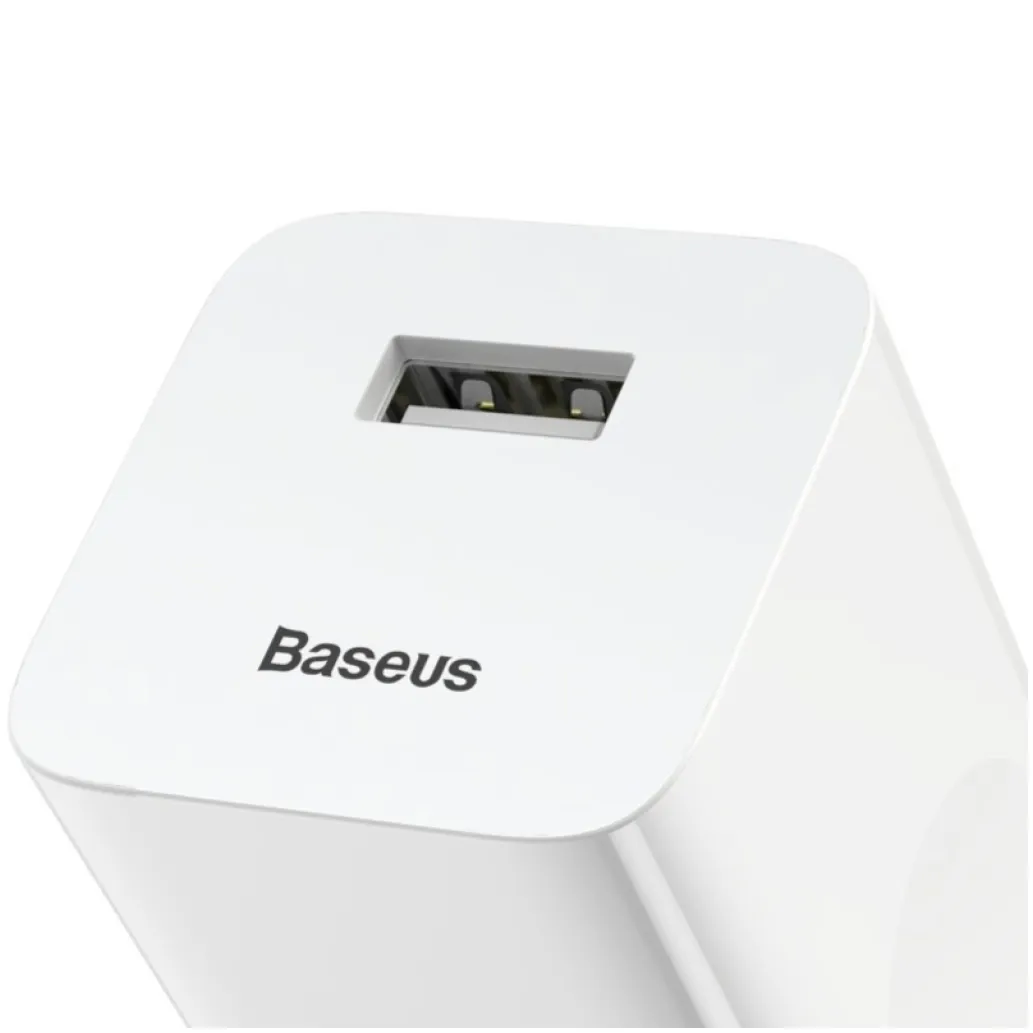 Hišni polnilec 100-240V => 1x USB-A (ž) 24W za mobilni telefon ali tablični računalnik Baseus QC3 - bel (CCALL-BX02)