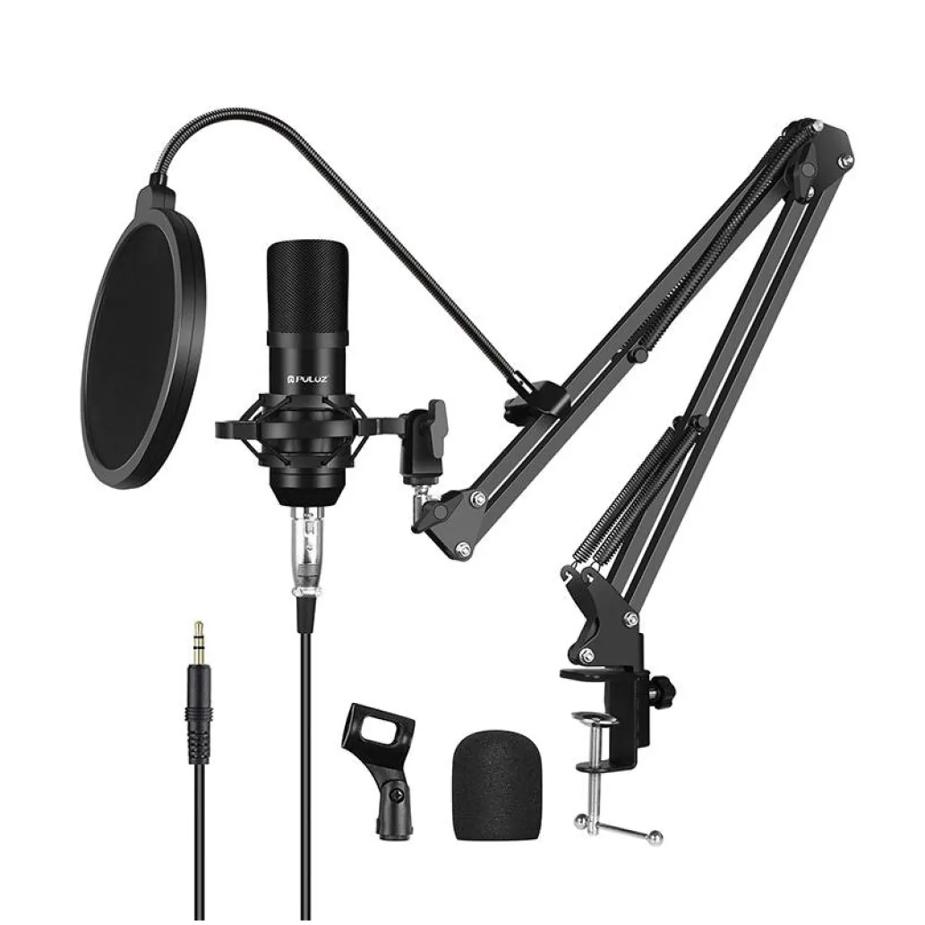 Žični mikrofon USB Puluz Studio Broadcast s stojalom (PU612B)