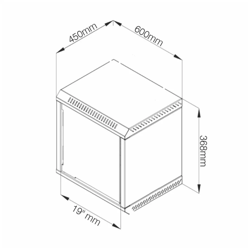 Kabinet zidni 6U 368 600x450 siv Datech + polica (DP.6406.9000)