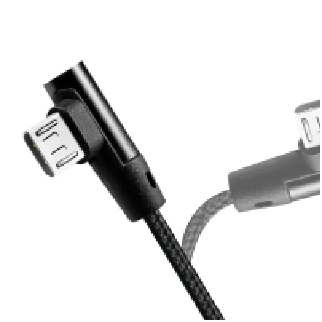 Kabel USB A => B micro tekstil ovoj 0,30m 90° (za mobitele) LogiLink črn (CU0141) EOLS-P
