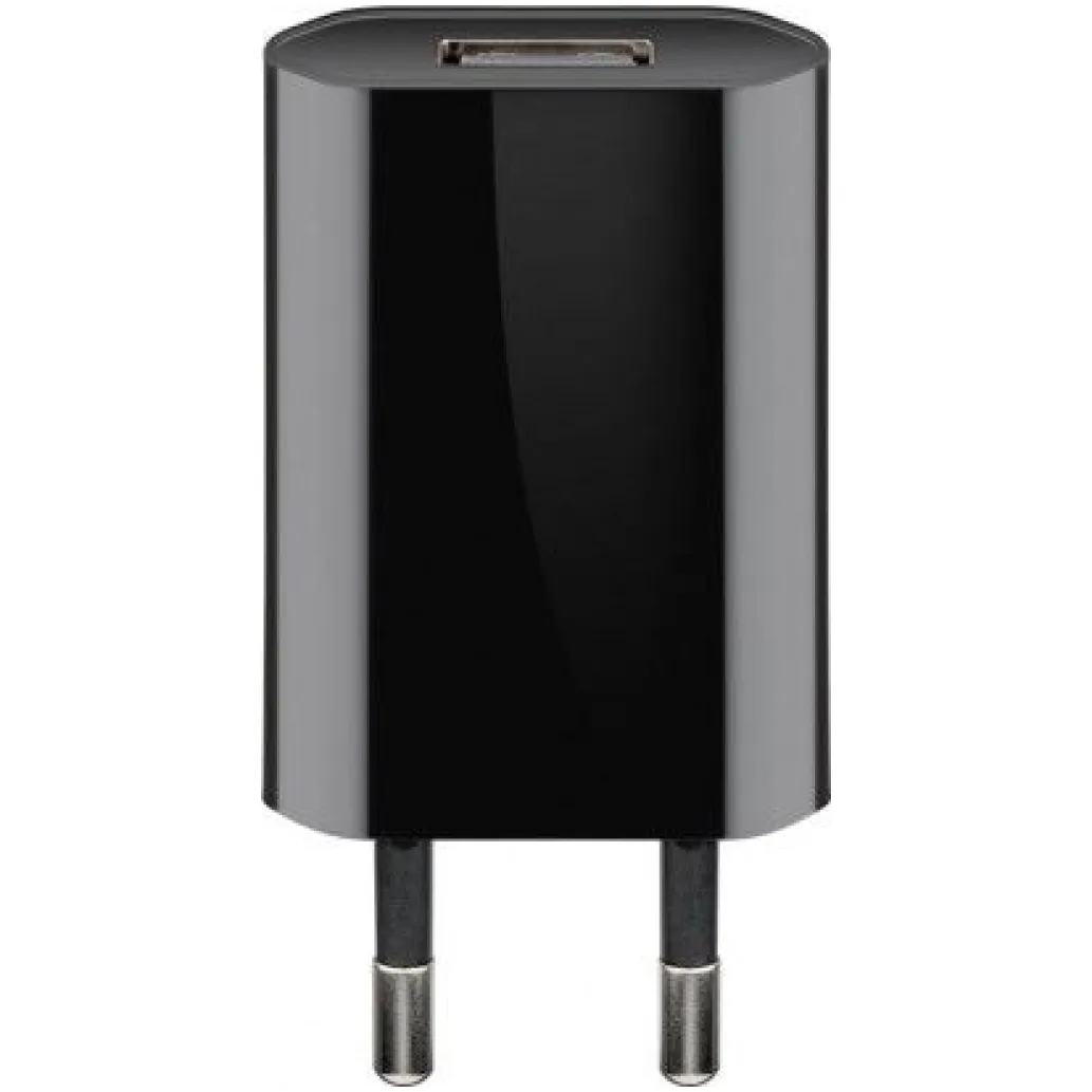 Hišni polnilec 100-240V => 1x USB-A (ž) Goobay Slim 1A za mobilni telefon - črn (44949)