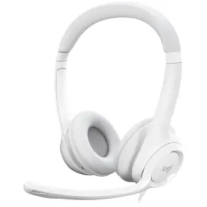 Slušalke žične Logitech naglavne z mikrofonom USB H390 bele (981-001286) 