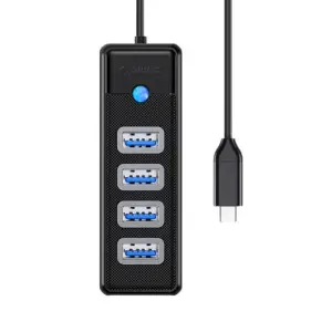 HUB USB-C => 4x USB 3.0 5Gbps ORICO PW4U-C3-015-BK-EP 0,15cm črn 