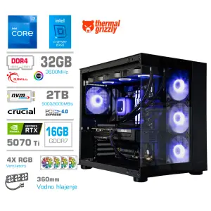 Računalnik MEGA MT S5 i7-12700KF/RTX5070Ti/32GB/2TB/750W/Brez OS/črna RGB + Estetski napajalni kabli [Vijolična / Črna)