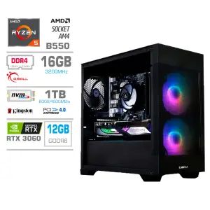 Računalnik MEGA MT S7X R5-5600G/RTX3060/16GB/1TB-4.0/750W/Brez OS/črna RGB