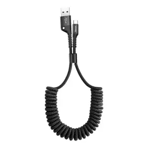 Kabel USB-C => USB-A 2.0 tekstil ovoj 1,00m 5V/2A Baseus spiralni črn (CATSR-01)