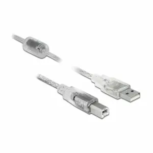 Kabel USB A => B 0,50m dvojno oklopljen transparent Delock 82057