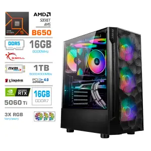 Računalnik MEGA MT S7 R5-7600X/RTX5060Ti-16GB/16GB-DDR5/1TB-4.0/750W/Brez OS RGB