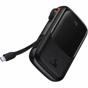 Prenosna baterija Baseus Qpow Pro+ digitalni zaslon 10.000mAh 22,5W 1xUSB-A 1xUSB-C 1xiP črna (420114)