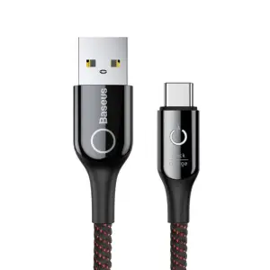 Kabel USB-C => USB-A 2.0 tekstil ovoj 1,00m 5V/3A QC3 LED indikator polnjenja Baseus črn(CATCD-01)