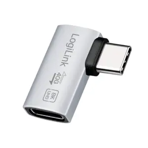 Adapter USB-C => USB-C 90° L/D USB 4 40Gbps 8K/60Hz LogiLink srebrn (AU0064)