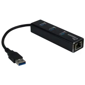 HUB USB 3.0 3portni Inter-Tech Argus IT-310 z 100/1000 Ethernet mrežnim priključkom črn (IT-310)