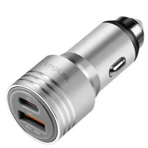 Avto polnilec 12V/24V => 1x USB-C 1x USB-A 20W QC srebrn LogiLink (PA0228A)