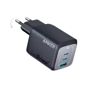 Hišni polnilec 100-240V => 1x USB-A (ž) 2x USB-C 67W za mobilni telefon ali tablični računalnik Anker Prime GaN črn (A2669313)