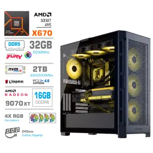 Računalnik MEGA TWR S11 R7-9700X/RX9070 XT/32GB-DDR5/2TB-4.0/1050W/Brez OS/črna RGB + Estetski napajalni kabli [Rumena / Črna]