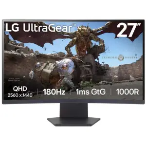Monitor LG 68,6 cm (27,0") 27GS60QC 2560x1440 Curved Gaming 180Hz VA 1ms 2xHDMI DisplayPort Pivot  sRGB99% FreeSync Premium G-Sync Compatible HDR10 UltraGear
