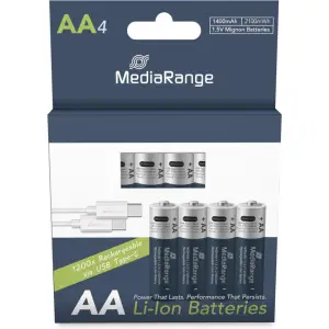 Baterija LR 06 AA 1400mAh polnjenje USB-C 4kom MediaRange (MRBAT161)