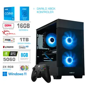 Računalnik MEGA MT S7X i5-14400/RTX5060/16GB/1TB-4.0/750W/Win11Home/črna RGB + Estetski napajalni kabli [Modra / Črna] * DARILO *