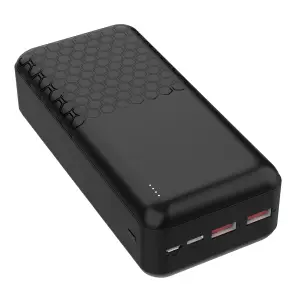 Prenosna baterija Platinet PMPB30OP19B 30000mAh 2x USB-A 1x USB-C 1x microUSB PD3.0 QC3.0 črna 