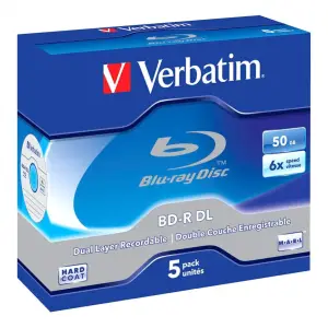 Verbatim 5x BD-R BLUE-RAY 50GB DL WHITE/BLUE SURFACE (43748)