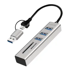 HUB USB-C/A => 3xUSB-A 1xSD 1xmicroSD 5Gbps LogiLink (UA0445)
